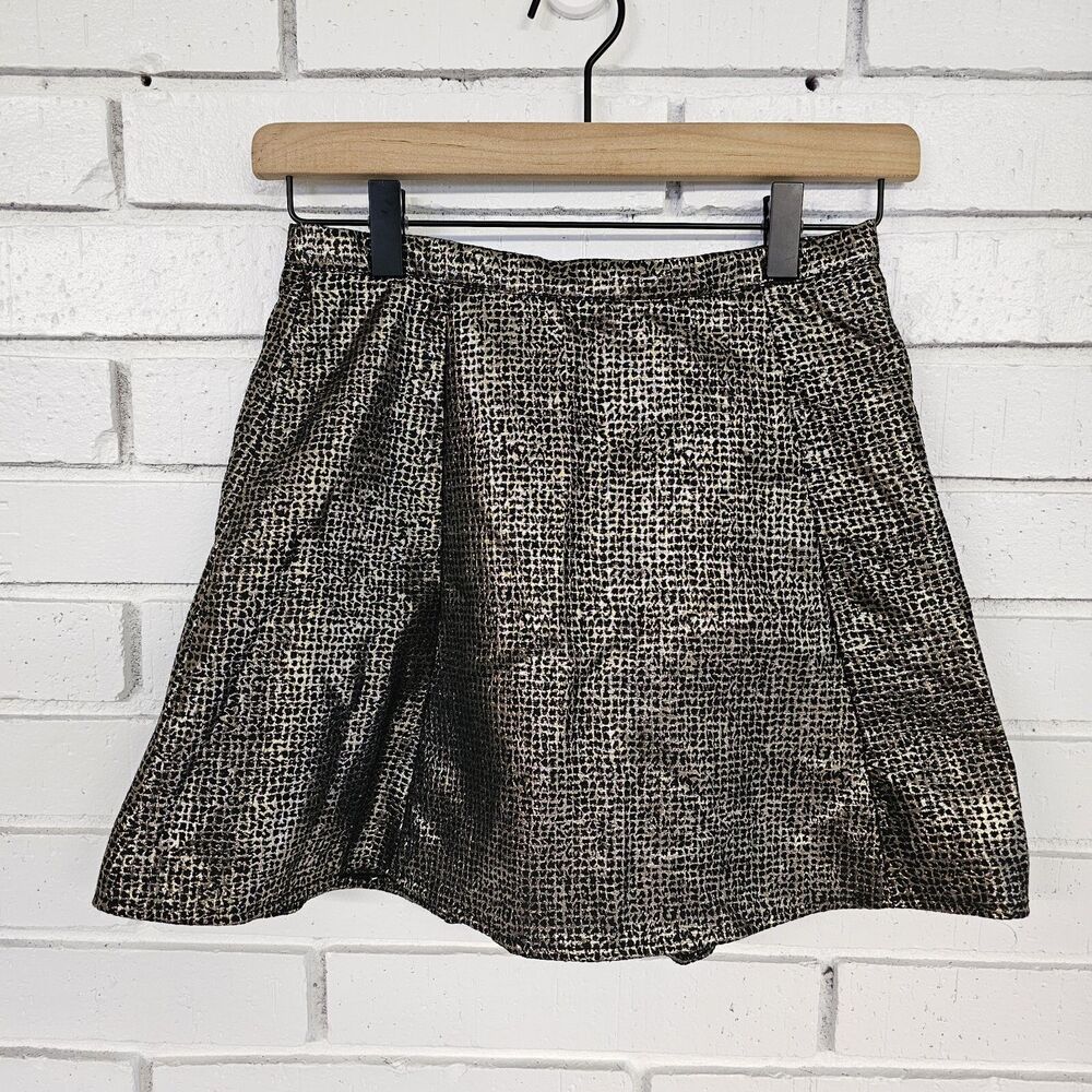 One Clothing Small Mini Skirt Gold Black Sparkly Lined